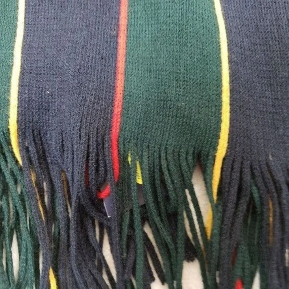 Roundtree & Yorke New Mens Striped Scarf Navy Green